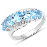2.90 Carat Genuine Swiss Blue Topaz .925 Sterling Silver Ring