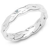 0.02 ct Genuine Blue Diamond .925 Sterling Silver Ring