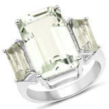 7.70 Carat Genuine Green Amethyst .925 Sterling Silver Ring