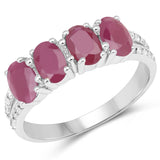 2.60 Carat Genuine Ruby and White Topaz .925 Sterling Silver Ring