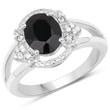 2.87 Carat Genuine Blue Sapphire and White Topaz .925 Sterling Silver Ring