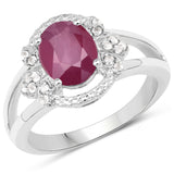 2.25 Carat Genuine Ruby and White Topaz .925 Sterling Silver Ring