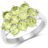 3.09 Carat Genuine Peridot .925 Sterling Silver Ring