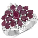 5.03 Carat Genuine Ruby and White Topaz .925 Sterling Silver Ring