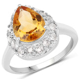 2.35 Carat Genuine Citrine and White Topaz .925 Sterling Silver Ring
