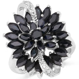 5.40 Carat Genuine Blue Sapphire and White Topaz .925 Sterling Silver Ring