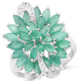 3.82 Carat Genuine Emerald and White Topaz .925 Sterling Silver Ring