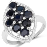 3.45 Carat Genuine Blue Sapphire .925 Sterling Silver Ring