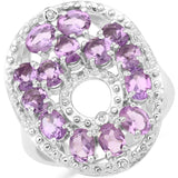 2.18 Carat Genuine Amethyst and White Diamond .925 Sterling Silver Ring