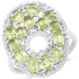 2.66 Carat Genuine Peridot and White Diamond .925 Sterling Silver Ring
