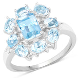 3.08 Carat Genuine Blue Topaz .925 Sterling Silver Ring
