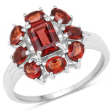 3.15 ct. Genuine Garnet .925 Sterling Silver Ring