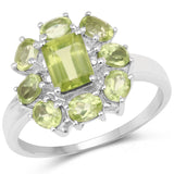 2.80 ct Genuine Peridot .925 Sterling Silver Ring for women