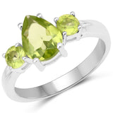 2.00 Carat Genuine Peridot .925 Sterling Silver Ring
