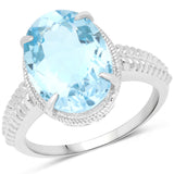 8.22 Carat Genuine Blue Topaz .925 Sterling Silver Ring