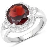 4.01 Carat Genuine Garnet .925 Sterling Silver Ring