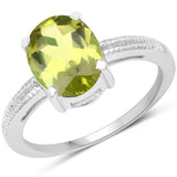 2.33 ct. Genuine Peridot .925 Sterling Silver Ring