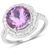 3.66 Carat Genuine Amethyst and White Topaz .925 Sterling Silver Ring