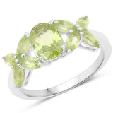 2.40 Carat Genuine Peridot .925 Sterling Silver Ring