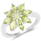 3.67 Carat Genuine Peridot .925 Sterling Silver Ring