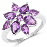2.18 Carat Genuine Amethyst .925 Sterling Silver Ring