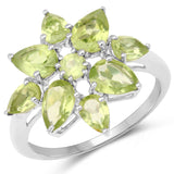 2.18 Carat Genuine Peridot .925 Sterling Silver Ring