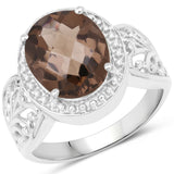 3.00 Carat Genuine Smoky Quartz .925 Sterling Silver Ring