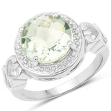 3.70 Carat Genuine Green Amethyst .925 Sterling Silver Ring