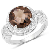 3.10 ct. Genuine Smoky Quartz .925 Sterling Silver Ring