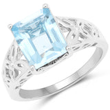 3.89 Carat Genuine Blue Topaz .925 Sterling Silver Ring