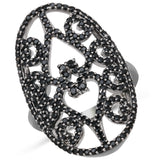 0.85 Carat Genuine Black Spinel .925 Sterling Silver Ring