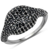 0.75 Carat Genuine Black Spinel .925 Sterling Silver Ring