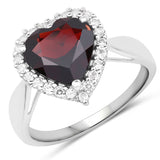 4.18 Carat Genuine Hydrabadi Garnet and White Topaz .925 Sterling Silver Ring