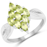 1.35 Carat Genuine Peridot .925 Sterling Silver Ring