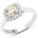 18K White Gold 1.27 Carat Genuine Yellow Diamond and White Diamond Ring