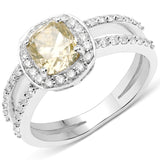 18K White Gold 1.90 Carat Genuine Yellow Diamond and White Diamond Ring