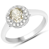 18K White Gold 1.20 Carat Genuine Yellow Diamond and White Diamond Ring