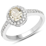 18K White Gold 1.38 ct Genuine Yellow Diamond and White Diamond Ring