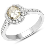 18K White Gold 1.38 ct Genuine Yellow Diamond and White Diamond Ring for women