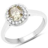 18K White Gold 1.19 Carat Genuine Yellow Diamond and White Diamond Ring