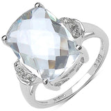 5.27 Carat Genuine Crystal Quartz & White Topaz .925 Sterling Silver Ring