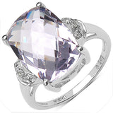 5.80 Carat Genuine Pink Amethyst & White Topaz .925 Sterling Silver Ring