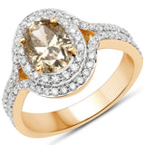18K Yellow Gold 2.18 Carat Genuine Brown Diamond and White Diamond Ring