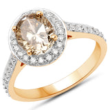 18K Yellow Gold 2.18 Carat Genuine Chocolate Brown Diamond and White Diamond Ring