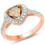 18K Rose Gold 1.51 Carat Genuine Chocolate Brown Diamond and White Diamond Ring