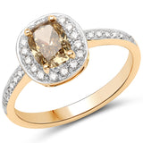 18K Yellow Gold 1.40 Carat Genuine Chocolate Brown Diamond and White Diamond Ring