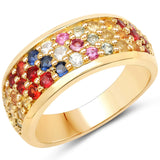 1.48 Carat Genuine Multi Sapphire .925 Sterling Silver Ring