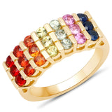 1.26 Carat Genuine Multi Sapphire .925 Sterling Silver Ring