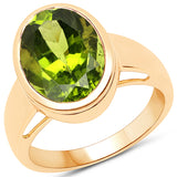 18K Yellow Gold 7.32 Carat Genuine Peridot Ring