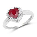 2.31 Carat Genuine Red Cubic Zirconia & White Cubic Zirconia .925 Sterling Silver Ring
